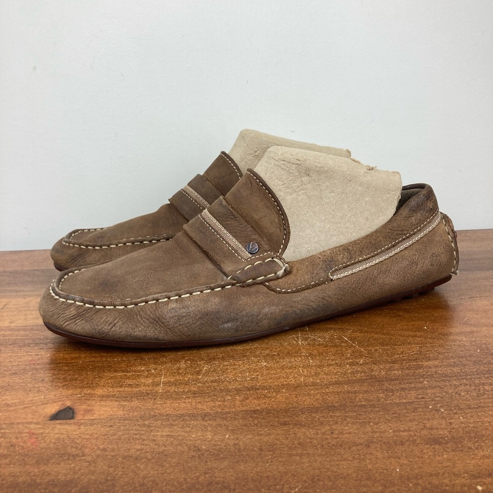 ECCO Men’s Leather Slip On Loafers Driving Shoes Brown Size 44 (US 10 - 10.5)